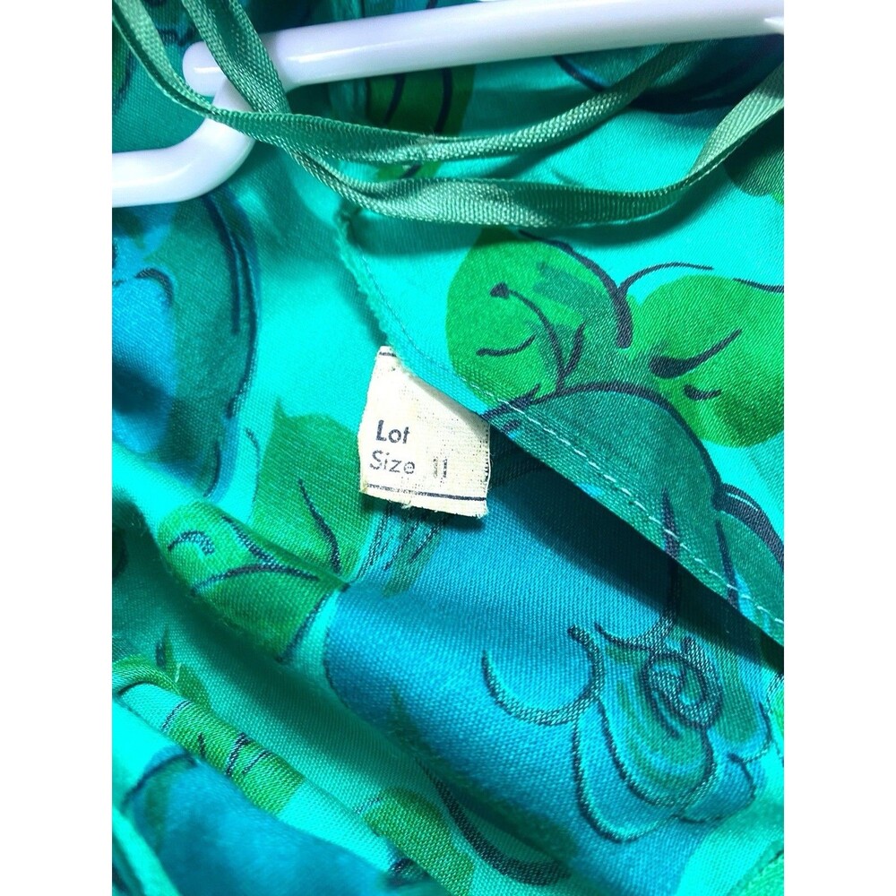 Vtg 50s Teal Blue Watercolor Floral Day Dress Fit Flare Garden Tea Party Small‎ - Picture 6 of 13